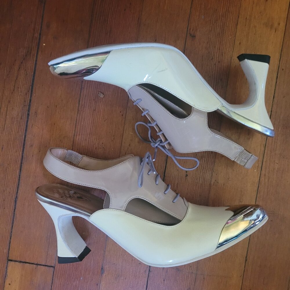 John Fluevog Faraday Colourblock Cut-Out Pump, sz 7 - Picture 6 of 13